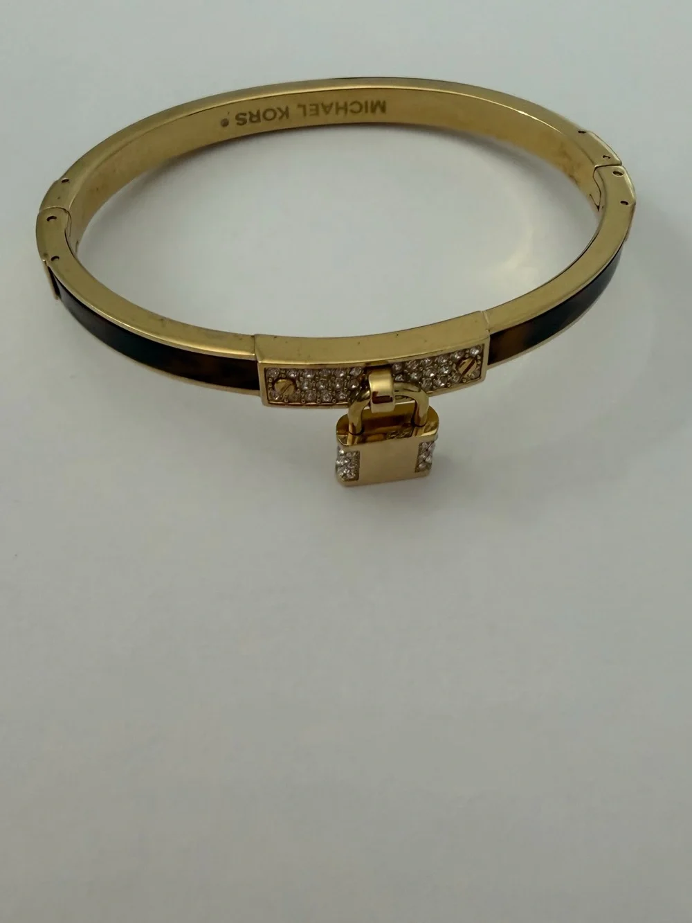 Michael Kors Gold-tone Bracelet with Black Inlay and Crystal Lock